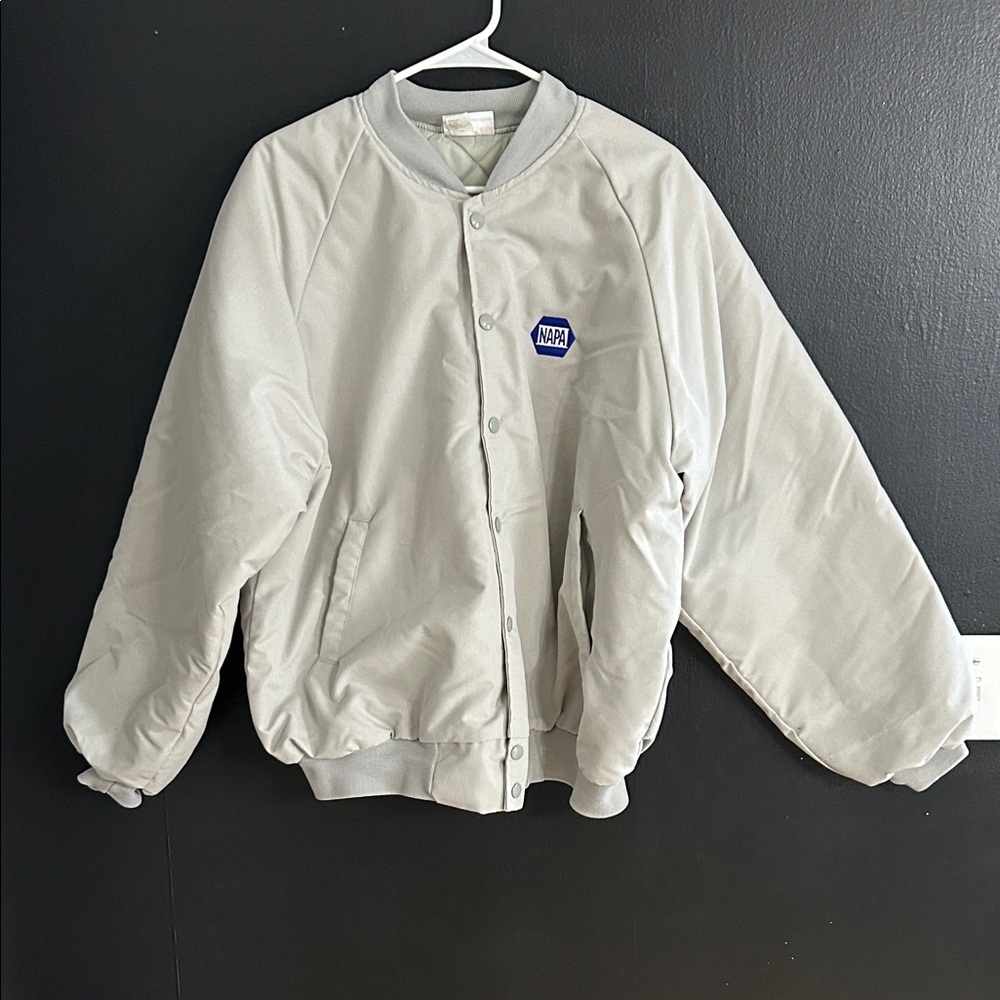 NAPA Gray Bomber Jacket Made in USA Size XL